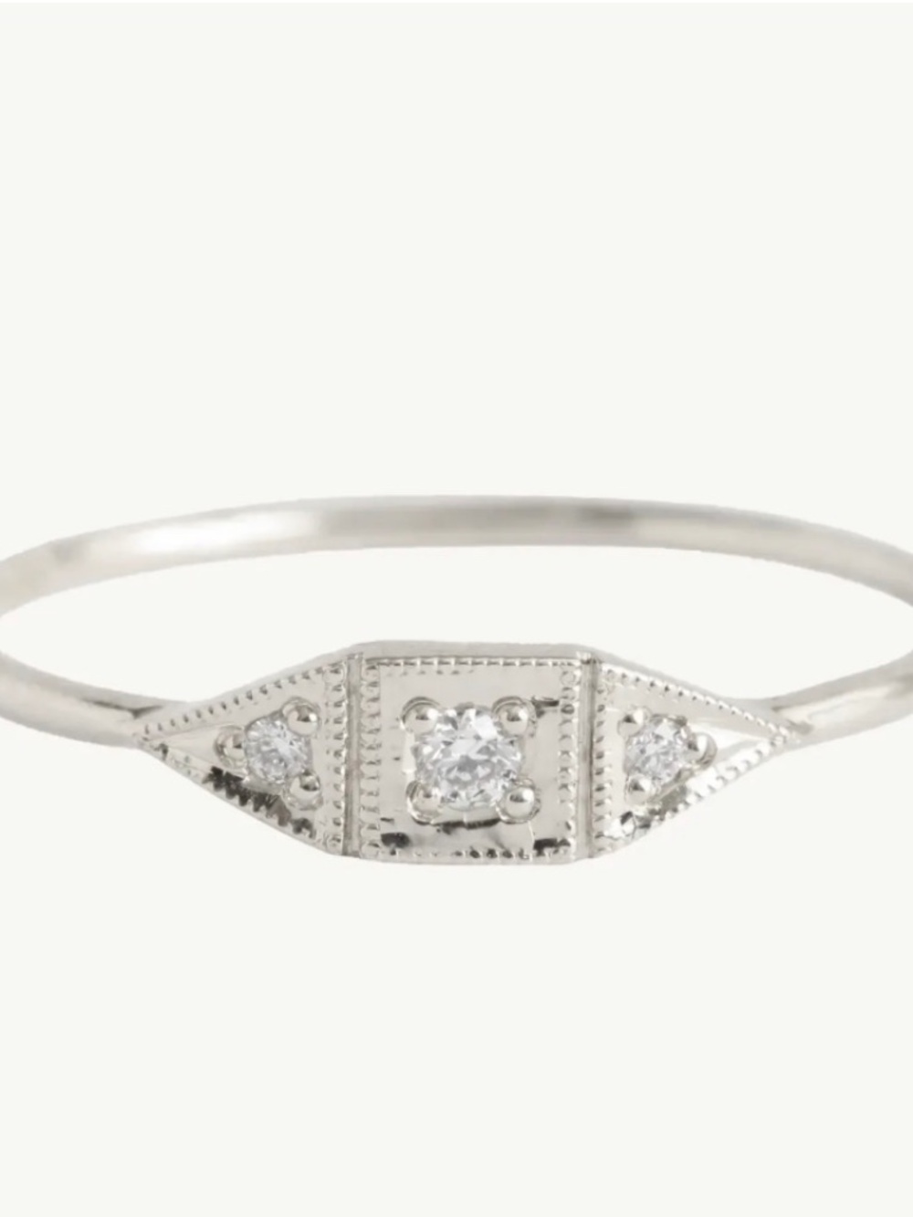 Jennie Kwon - Baby Deco Diamond Ring - White Gold - 6 - Preowned